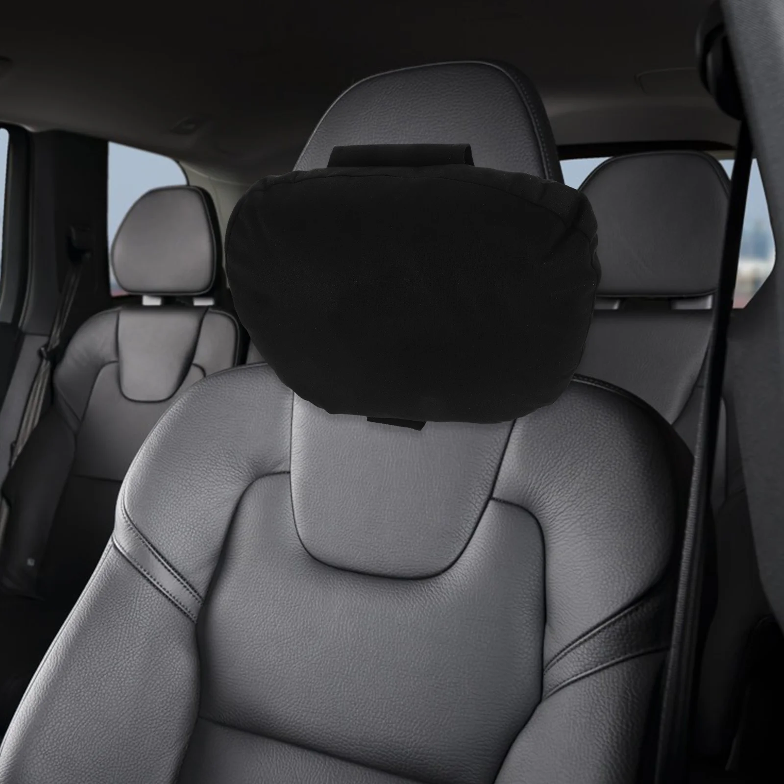 

Car Headrest Cushion Black Adjustable Comfortable Support Vehicle Seat Neck Rest Pillow Multifunctional Side Pockets
