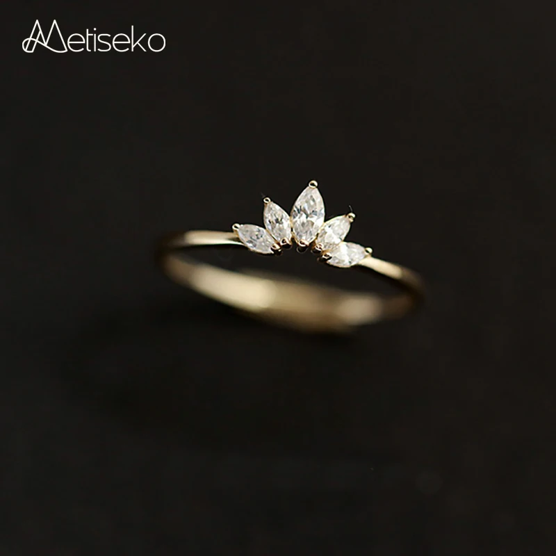 

Metiseko Real 925 Sterling Silver Flower Lotus Petal Shape Ring Elegant Engagement Rings for Women