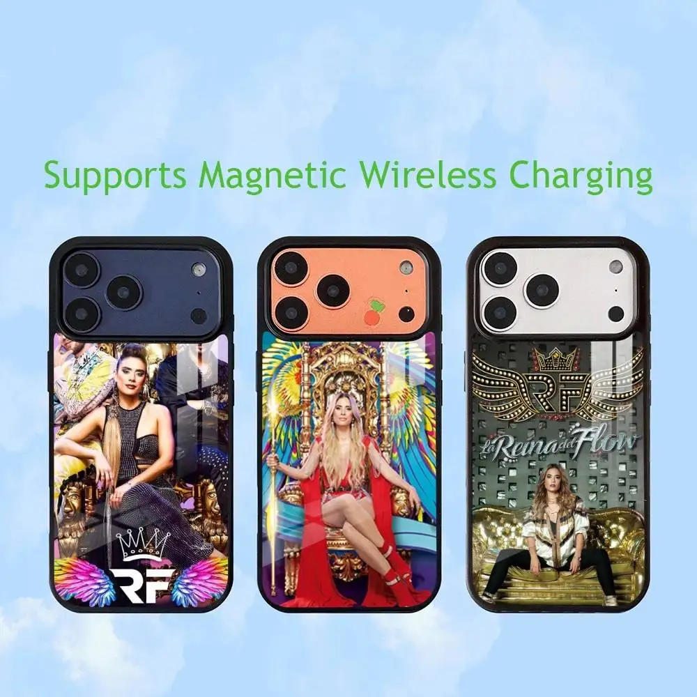 Queen of Flow La-Reina-Del-Flow  Luxury Glass Phone Case For iPhone17,16,15,14,13,12, Plus,Pro Allows magnetic wireless charging