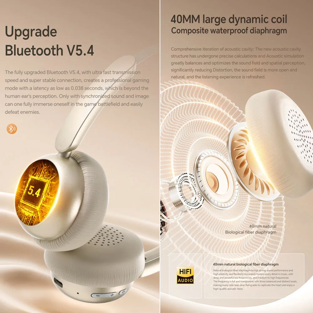 Poyatu ريترو سماعة رأس لاسلكية ستيريو كلاسيكية مفتوحة Hifi على الأذن سماعات بلوتوث محمولة خفيفة الوزن PYT02