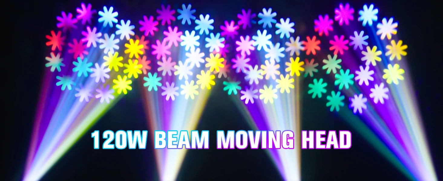 Yiflamefly 120W Beam Moving Head Light mit 18 Prismen, 10 Gobos, 8 Farben, Bühnenbeleuchtung mit Fernbedienung und DMX-Steuerung für Hochzeiten, DJs, Partys und Bars – Detail 1
