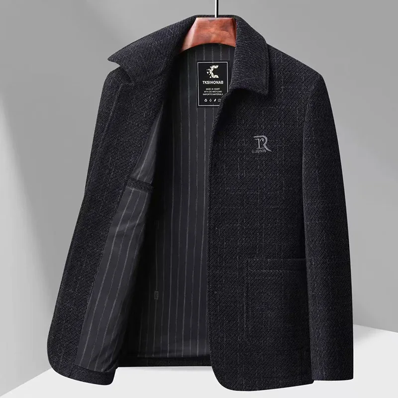 

Autumn and Winter Middle-aged and Elderly Men's Dad Jacket Middle-aged Men's Button-down Jacket Chenier Autumn Clothes