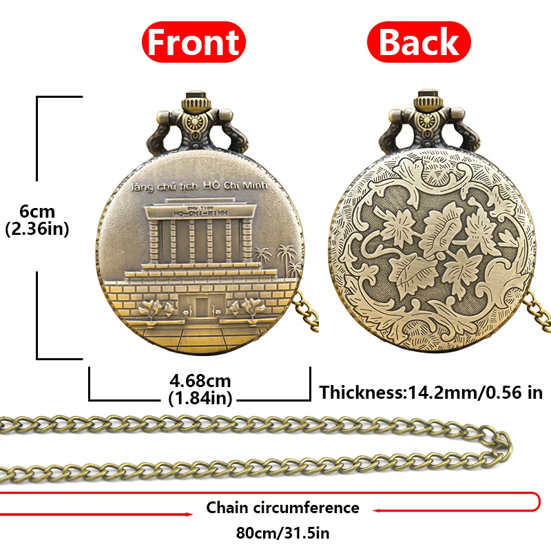 Vintage Bronze Steampunk Features Architectural Sculpted Quartz Pocket Watch Necklace Pendant Clock Chain Men Women Chain Gift
