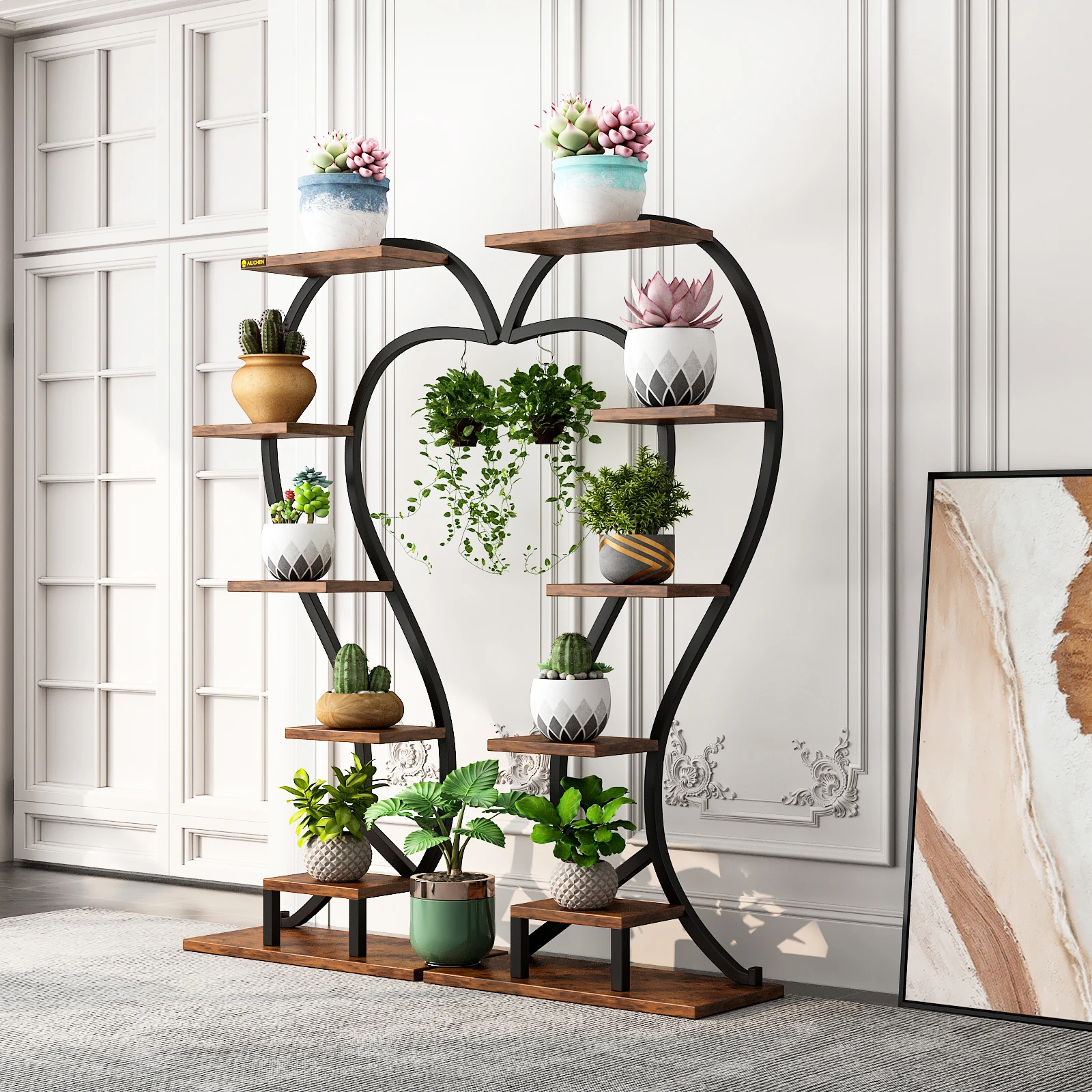 Living Room Furniture Plant Stand Modern Wooden Multi Layer Flower Rack Shelf