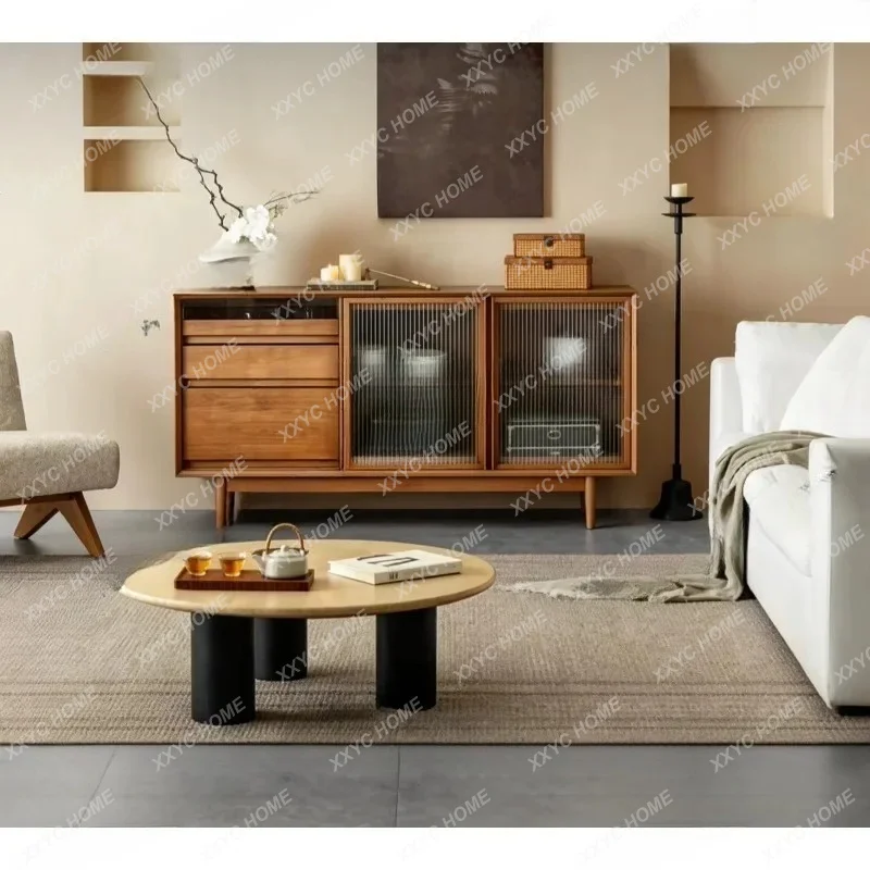 XX Dining side cabinet retro solid wood color matching living room locker storage bucket cabinet