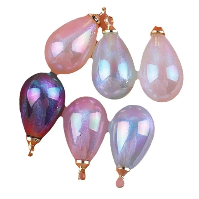 Newest 50pcs/lot color print geometry water drop shape resin beads charms diy jewelry earring/garment accessory