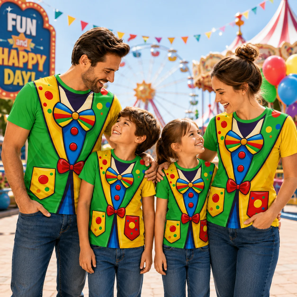 Men's Short-sleeved T-shirt Family Activity Outfit Children's Tee 3D Printed Clown Set Women's T-shirt Boys' and Girls' T-shirts