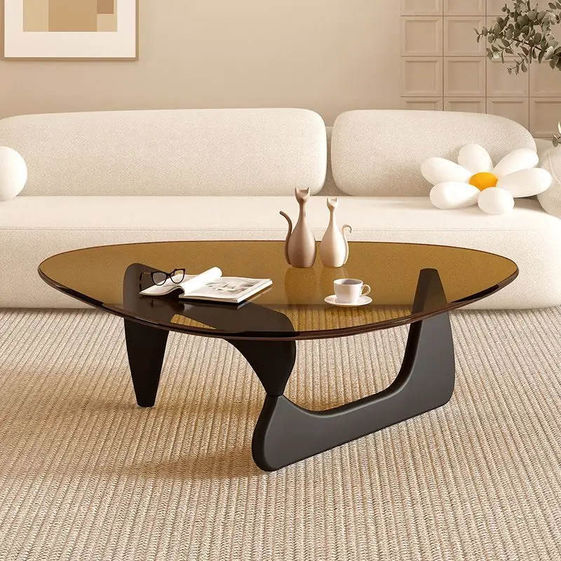 Solid Wood Glass Coffee Table, Living Room, Household Small Unit, Simple And Modern Creative Irregular Triangular Tea Table