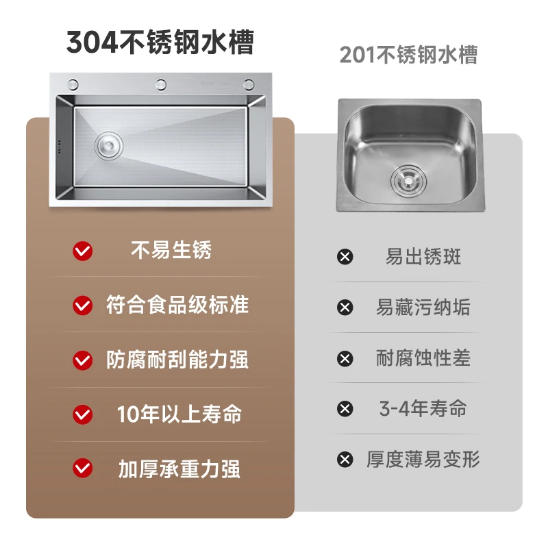 حوض المطبخ 5 مللي متر حوض الخضار السميك فتحة واحدة كبيرة 304 الفولاذ المقاوم للصدأ حوض غسالة صحون حمام سباحة منزلي #3