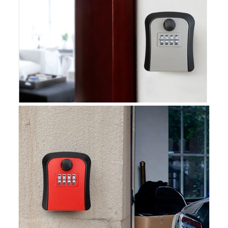 Lock Box Wall Mounted 4 Digit Combination Lockboxs Waterproof Outdoor Hider Great for Elderly Parents Spare H8WD