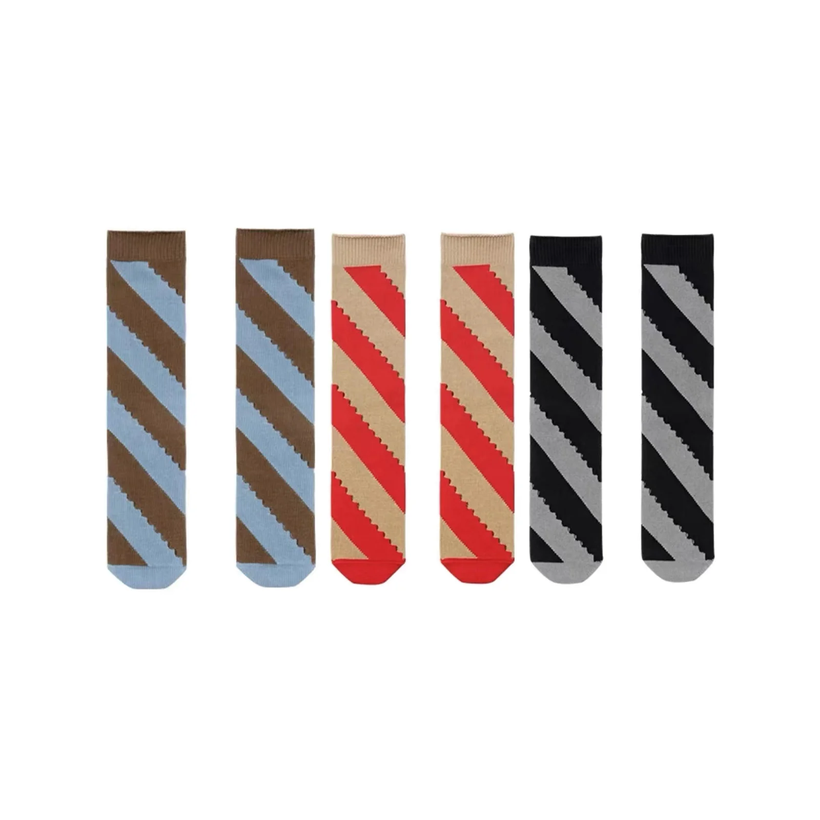 

Трехцветная комбинация мужских и женских носков из твила (синий, кофейный, красный, черный, серый)