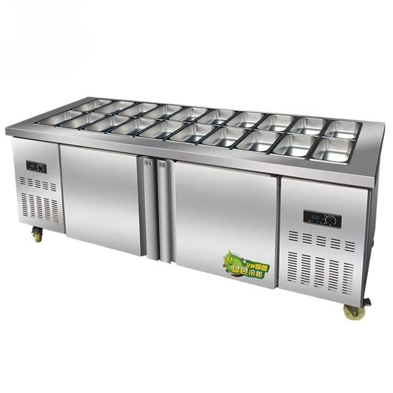

stainless steel salad stand with shelf side dish rack and pizza rack with cabinet, refrigerator, refrigerator display case