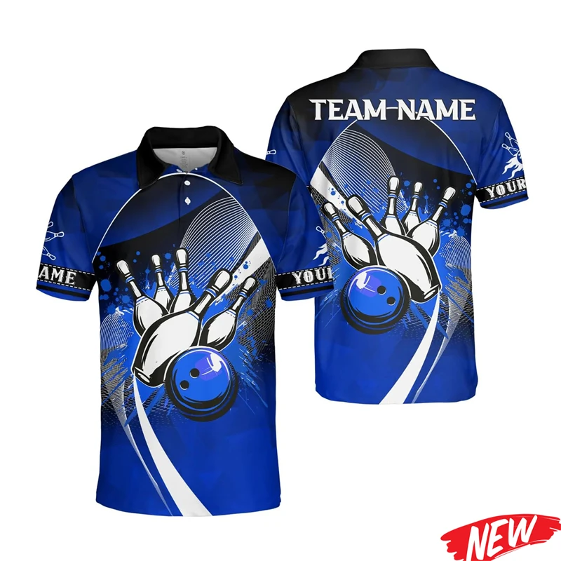 Fashion Custom Name Bowling Polo Shirt For Men Multi Color Bowling Team Name Short Sleeves Tee Shirts Cool Sports Polo Shirts