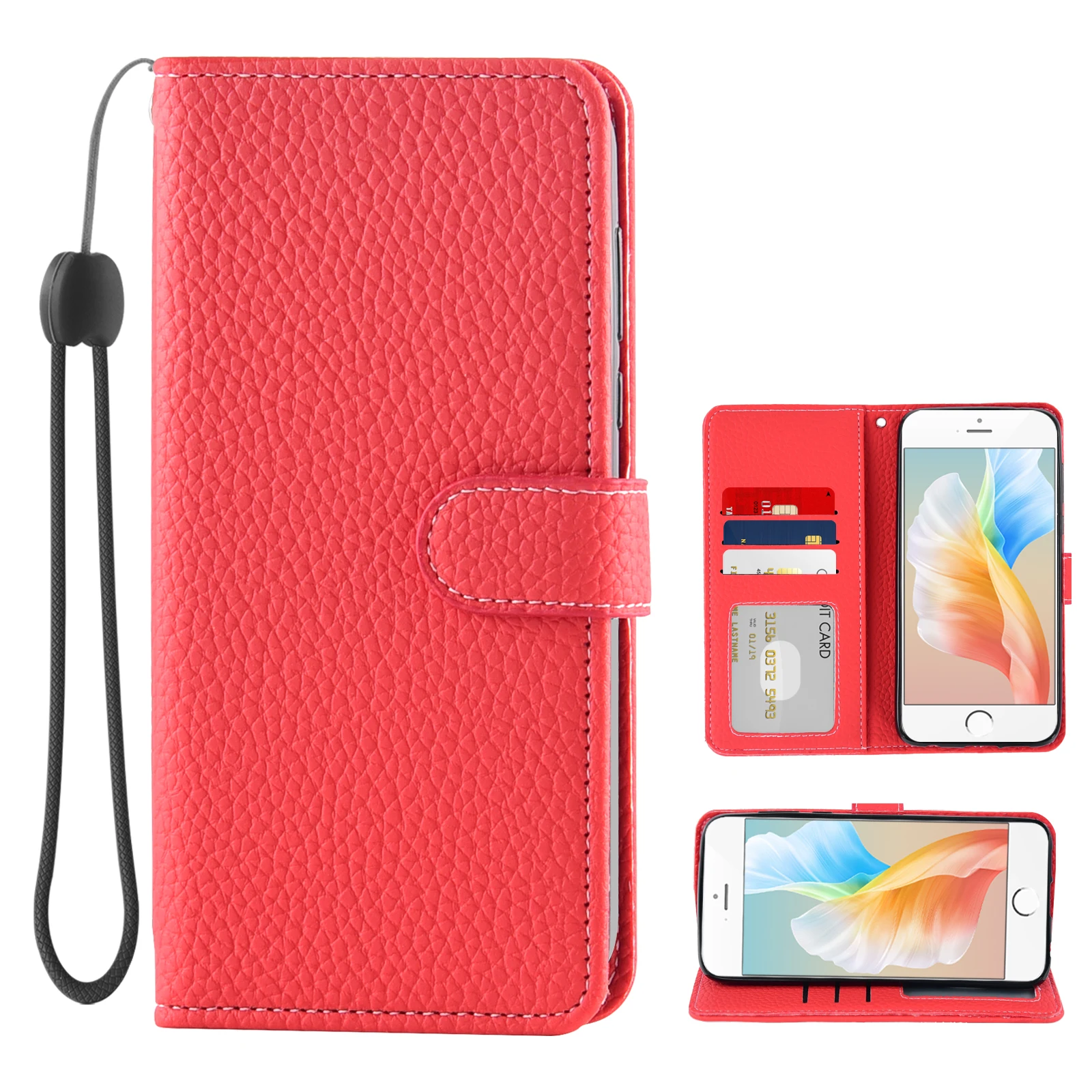 

High Quality Litchi Skin Texture Flip Cover Leather Wallet Phone Case For Unimax UMX U696CL With Credit Card Holder Slot