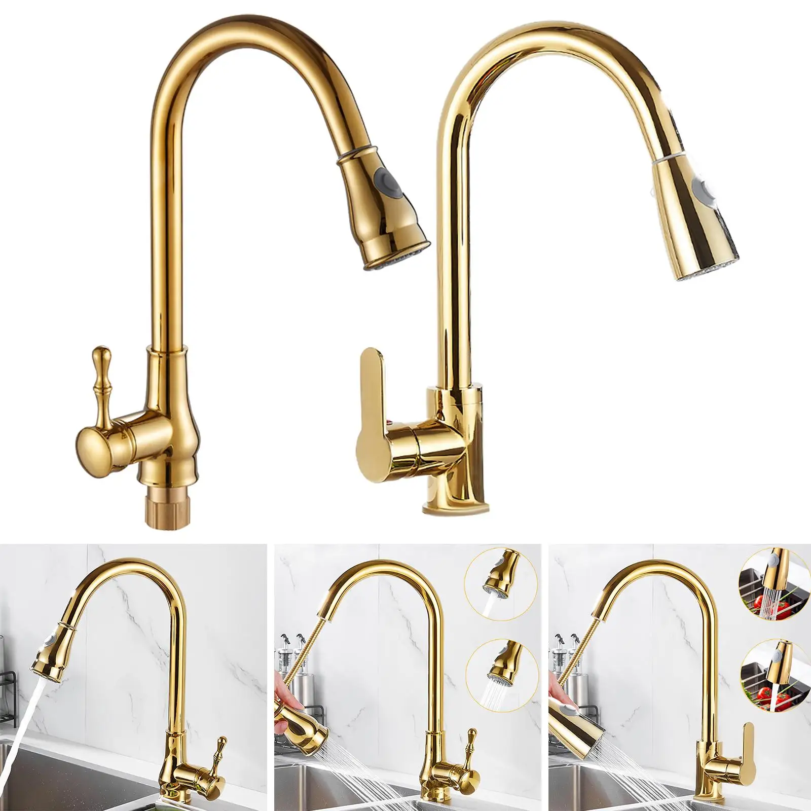 Flexible Kitchen Faucet 2 Modes High Faucets Tap for Kitchen Restaurant Bathroom