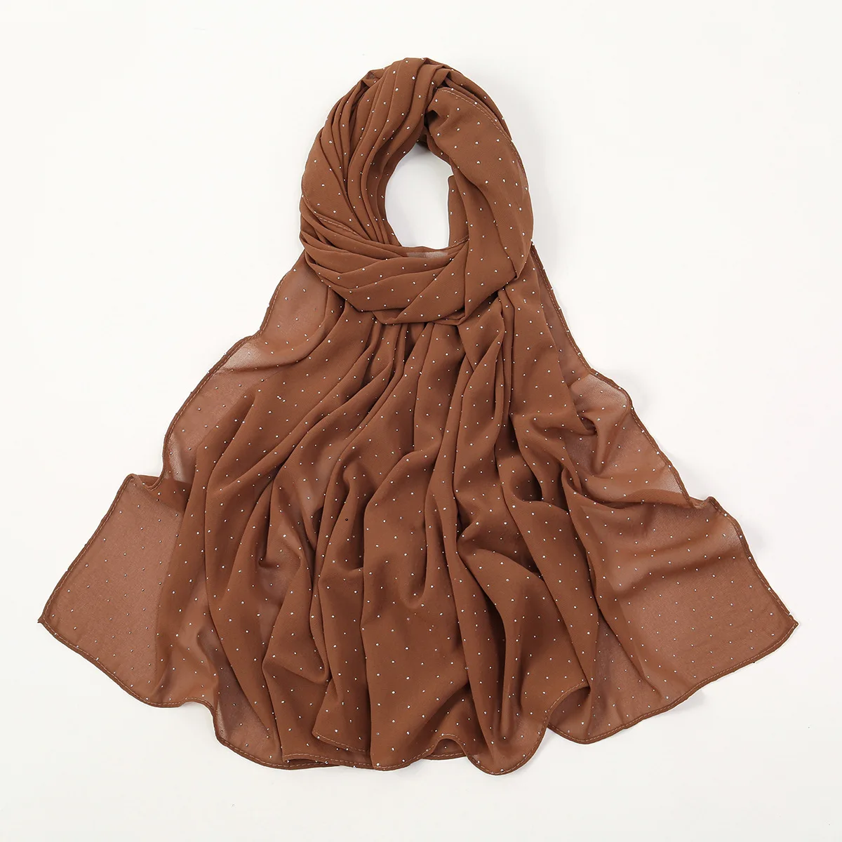 Pearl Chiffon Hijab Scarf Gypsy Star Hot Diamond Long Towel Women's Headscarf Popular Monochrome Headscarf Habit Femme Musulmane