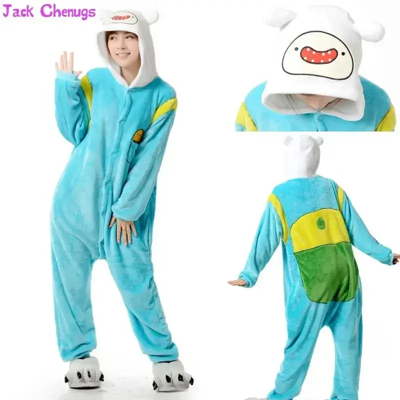 Kigurumi Adult Finn And Jake Onesies Adventure Costume Yellow Dog Pajamas Animal Halloween Party Jumpsuits Kigurumi Pyjamas