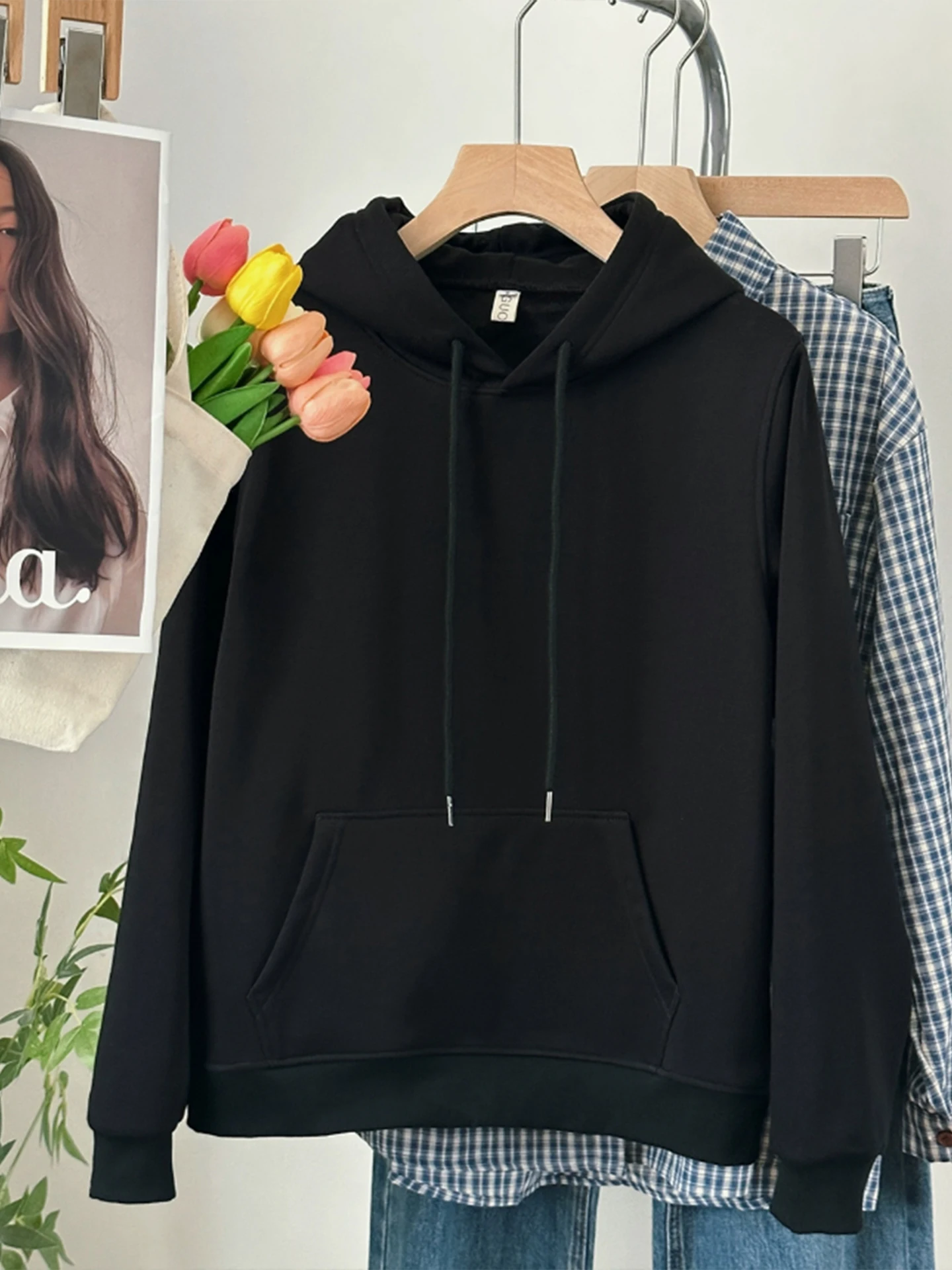 

White Oversized Hoodie Women's Winter New Sle Fce Lined Drop oulder Korean Sle Small Size Cute Loose Fit Top