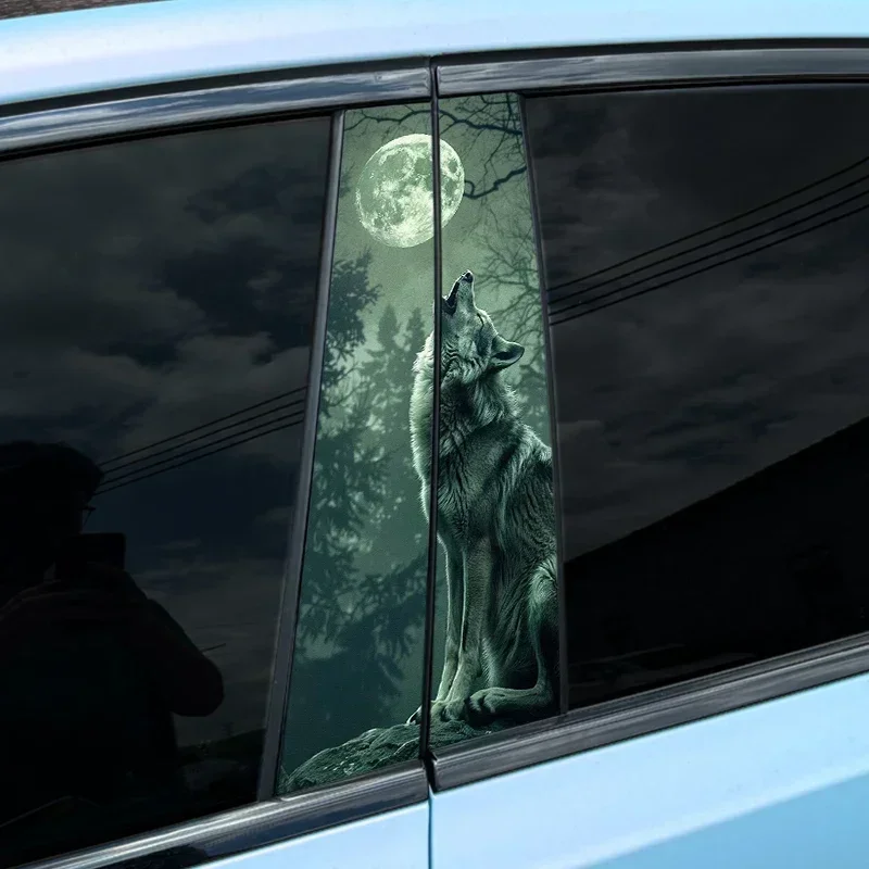 

1PC Wolf and Full Moon Car Stickers Auto B Pillar Waterproof Center Column Decoration Cover Scratch DIY Car Doors Pillar Decals