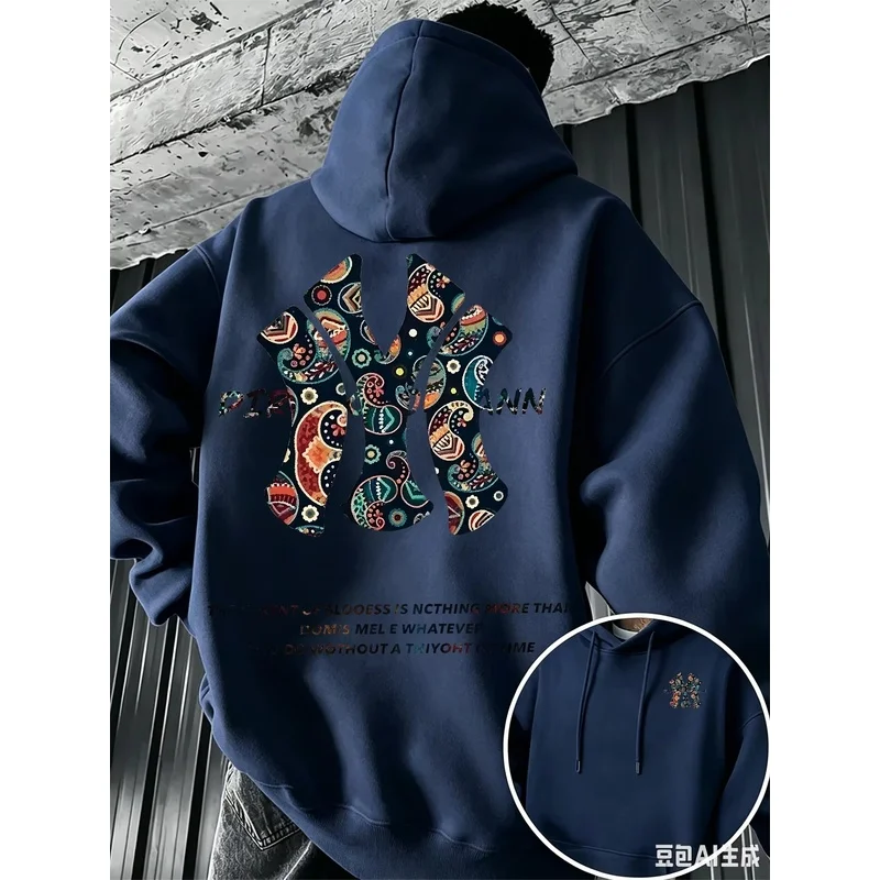 2026 Men's Autumn_Winter Long-Sleeve Hooded Sweatshirt with New York Letter Pattern Print - Streetwear - New Arrival