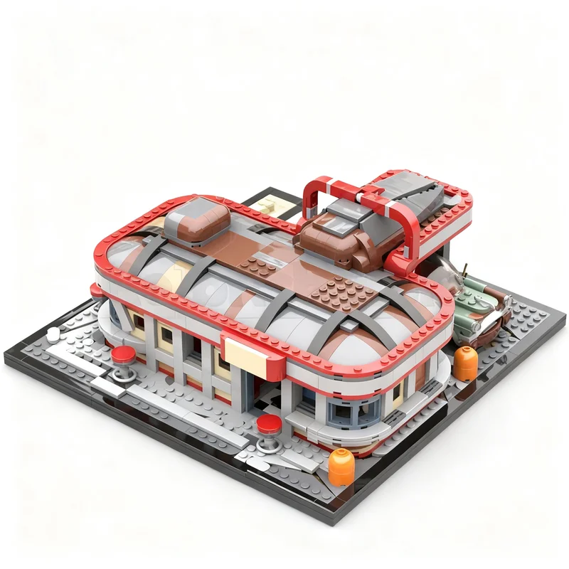 

NEW 1492PCS Game Movie Series MOC Modular Falloued Drumlin Diner Model DIY Creative Ideas ChildToy Assembly Puzzle Birthday Gift
