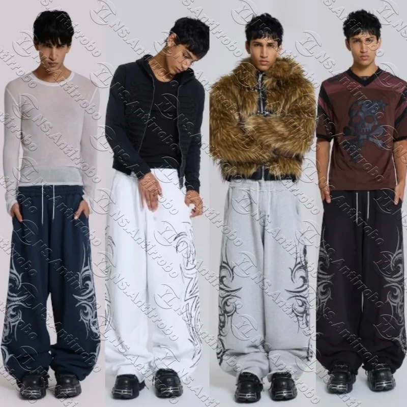 Y2K-Freizeithose im Gothic-Stil, Unisex, High-Street-Japanische Mode, Retro-Arbeitshose mit weitem Bein, Harajuku-Hip-Hop-Street-Style-Arbeitshose