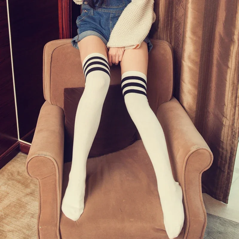 Striped Warm Stocking Sexy Over Knee Socks for Women Thigh High Stocking Girls Long Socks Autumn Winter Warm Long Cotton Stock