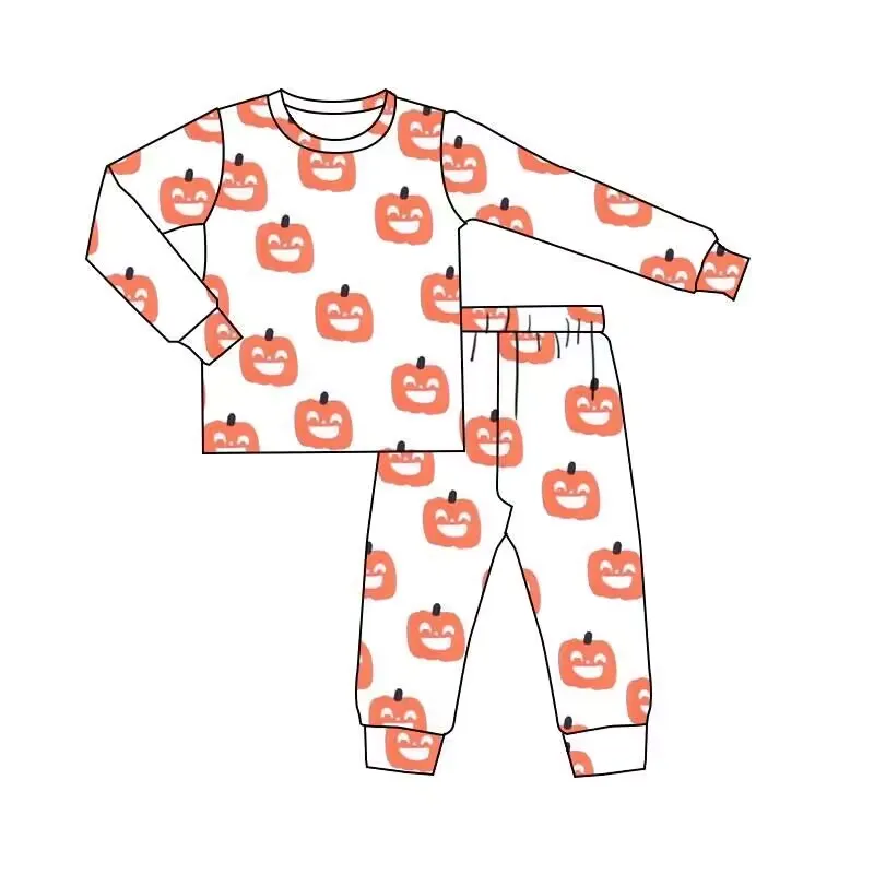 

New design clothes for baby boys Halloween pumpkin print long sleeve pajamas for children