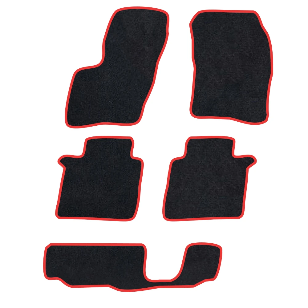 

Автомобильный коврик для Ford Edge Endura 2020-2022 CD539 MK2 7 мест, полиэстер, замша, противоскользящая черная подложка, красная обшивка, отделка края