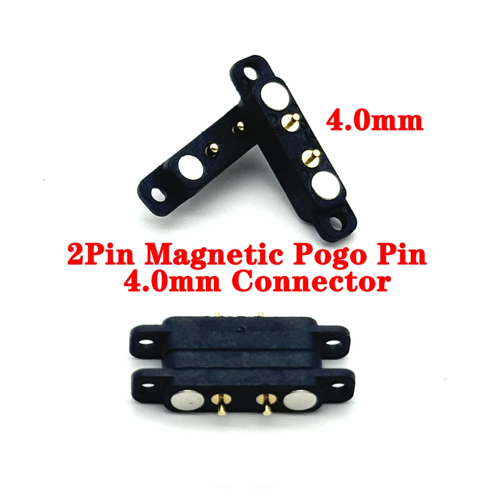 2Pin 4.0mm With ears Waterproof DC Magnetic Pogo Pin Connector 1A Pogopin Male Female Spring Loaded DC Power Socket