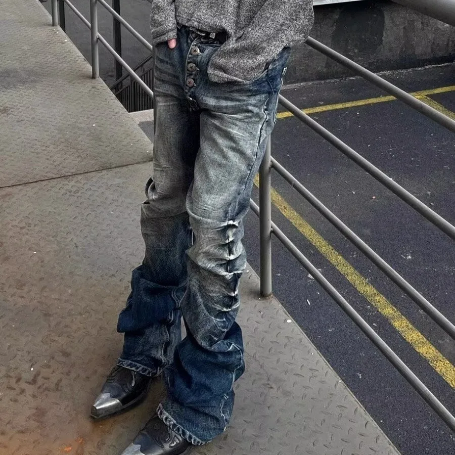 European American New Fashion Men's Slim Casual Trendy Simple Basic Denim Trousers Male Daily High Street Jeans Pants Clothes