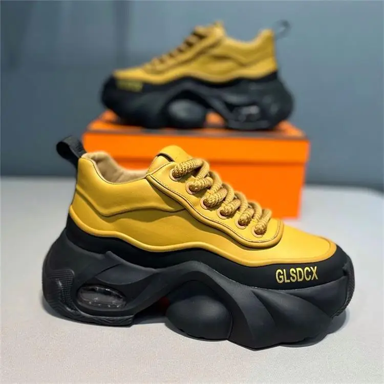 الخريف الجلود أحذية رياضية فاخرة للرجال موضة الاتجاه الرياضة منصة عادية أحذية رجالية عدم الانزلاق مقاومة للاهتراء زيادة الأحذية #4