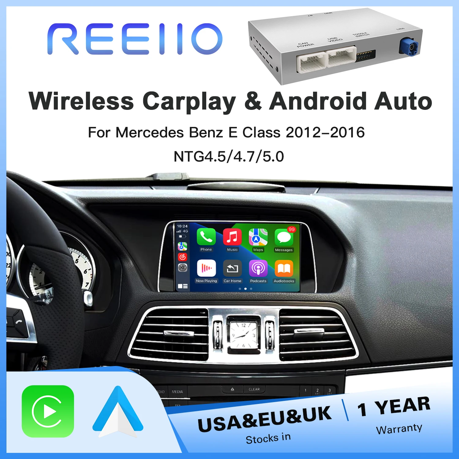 Drahtloses CarPlay Android Auto für Mercedes Benz E-Klasse W212 E Coupe C207 2012–2016, mit Mirror Link AirPlay Car Play