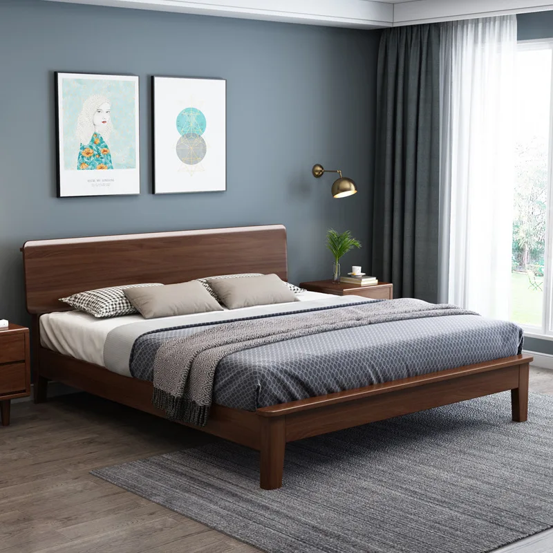 sn-Modern Solid Wood Twin Bed Crafted From Natural Timber Durable and Comfortable Box Spring for Bedroom Use