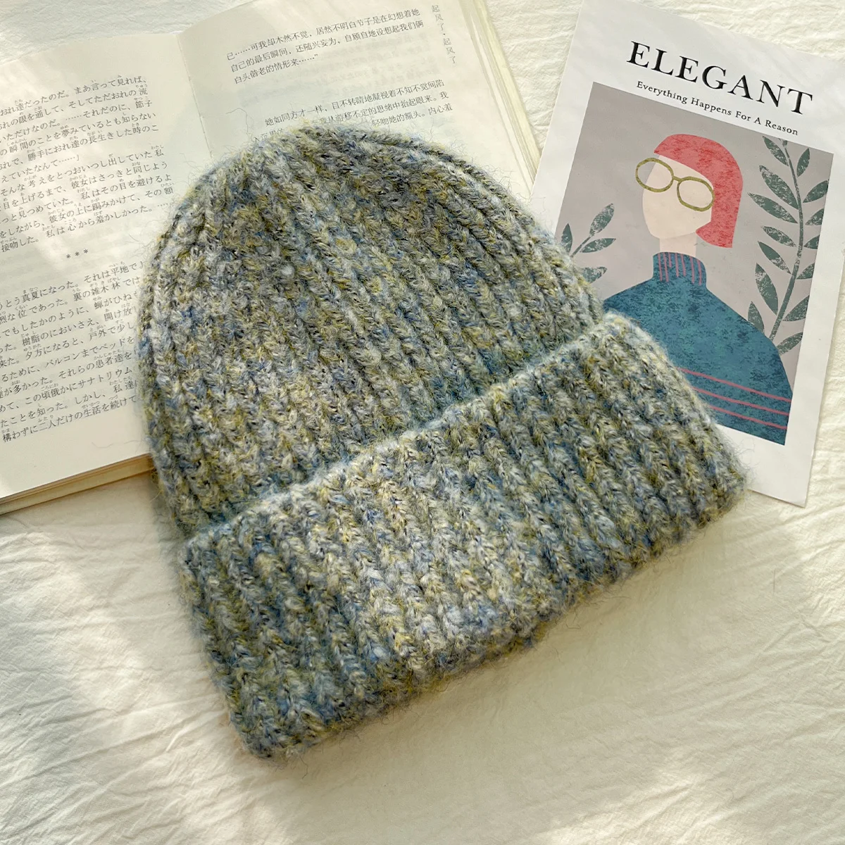 Gestrickte Mützen für Damen, dick, warm, ohrschützend, kältebeständig, für Herbst und Winter, modisch, Retro, vielseitige Pullover-Kappe