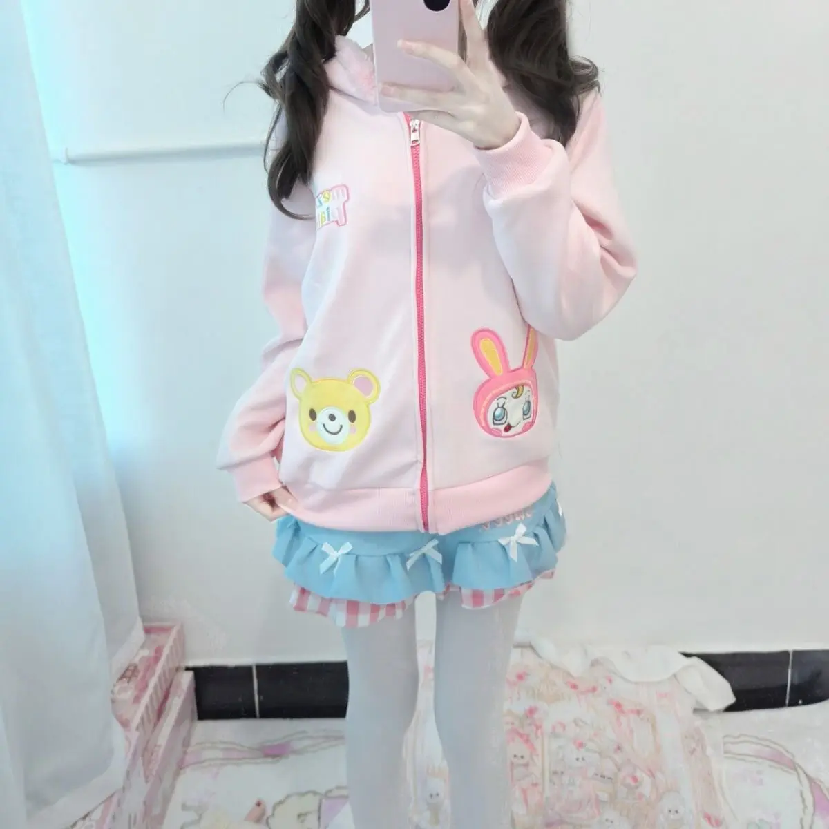 

Winter New Loose Sweet Cardigan Jacket Long Sleeves Zip Up Hoodie Women Japanese Cartoon Mp Daughter Clothing Jojifuku Y2k Top
