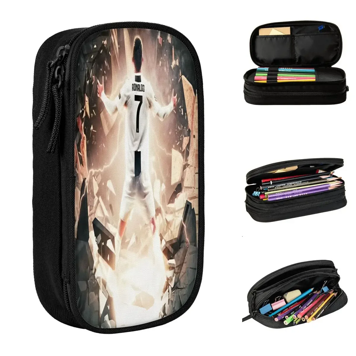 

Fashion CR7 Ronaldos Soccer Pencil Case Football Pen Box for Girls Boys Big Capacity Bag School Supplies Zipper Stationery
