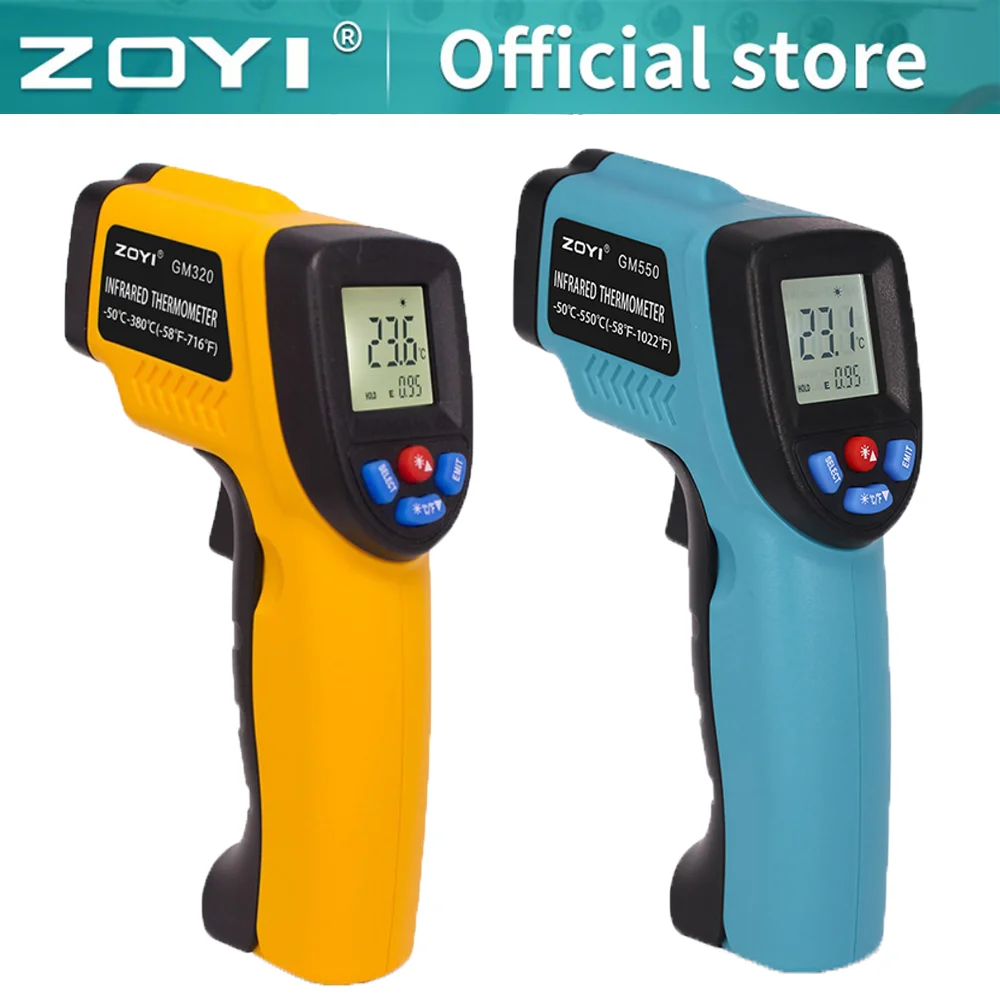 

Digital Infrared Thermometer Laser Temperature Meter Non-contact Pyrometer Imager Hygrometer IR Termometro Color LCD Light Alarm