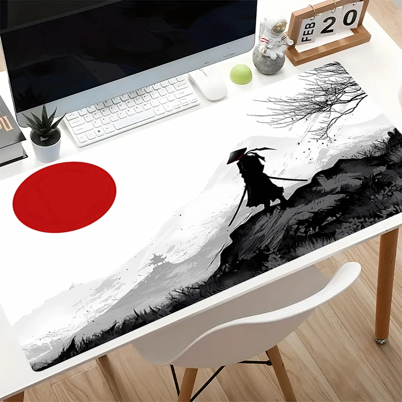 Cool Mouse Pads E-sports Players Gamer Keyboard Pad 90x40cm Japanese Samurai Warrior Mousepads Rubber Office Computer Desk Mat