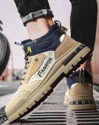 New Men's Boots High Top Sneakers  Men Trend Motorcycle Shoes Roman Ankle Boots British Style Outdoor Punk Sneakers Shoes Male