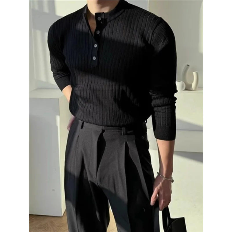 

Lightweight Busin Casual Knitted Long Sve round Ne Sweater Men's Spring Autumn Thin Loose Fit White Base Layer Top