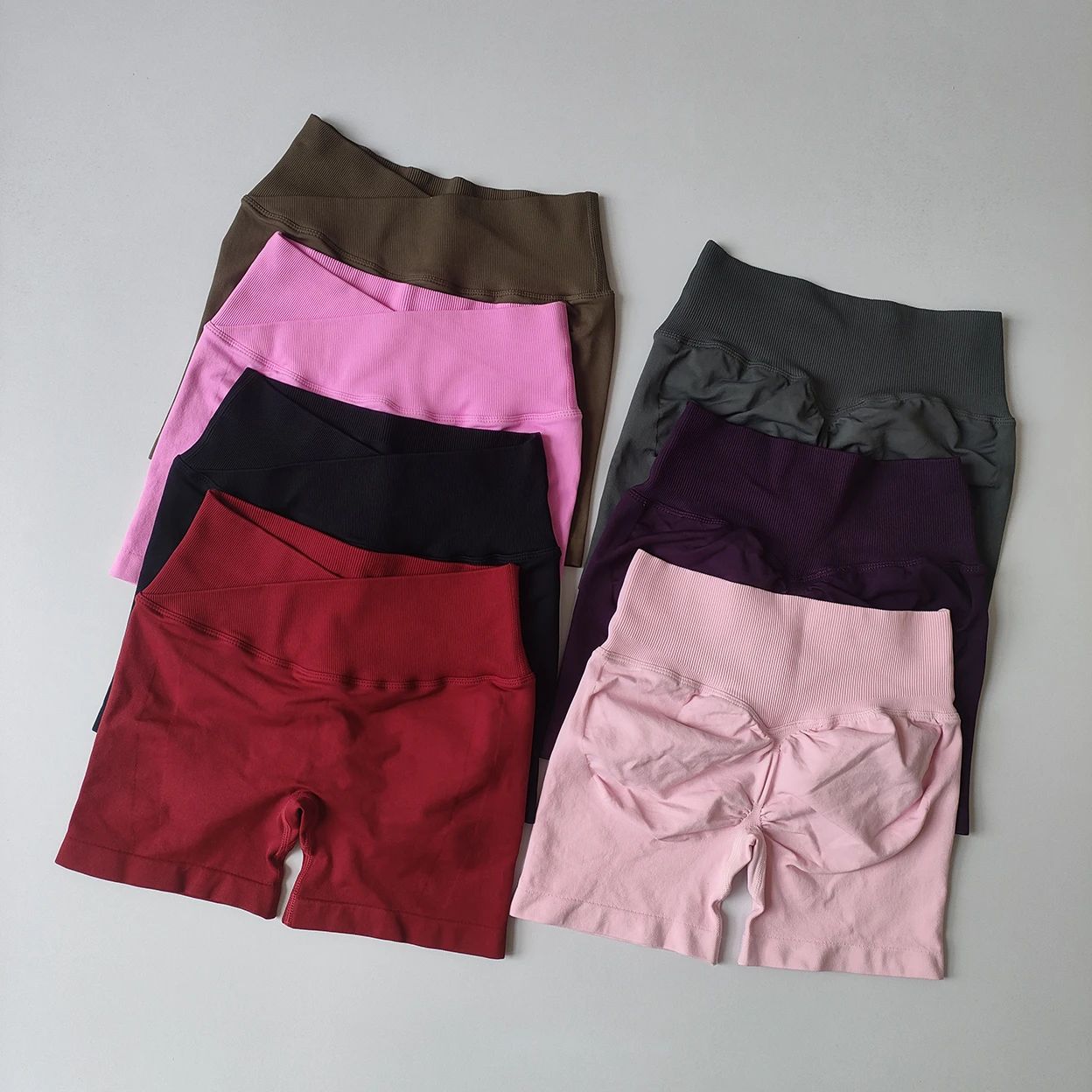 2-teiliges Yoga-Gym-Set für Damen, Sport-BH mit V-Ausschnitt vorne, Crop-Top, nahtlose Shorts, Fitnesskleidung, Sportbekleidung, Workout-BH-Set – Detail 2