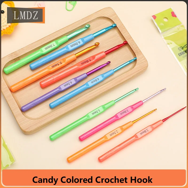1Pcs 2.0mm to 7.0mm Crochet Hooks Plastics Handle Aluminum Knitting Needles for Yarn DIY Craft Nice Gift Women Knitting Tools