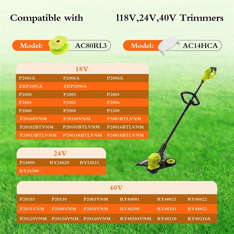 ABZV-Para Ryobi AC80RL3 Linha de aparador de ervas daninhas de substituição para Ryobi One Plus +