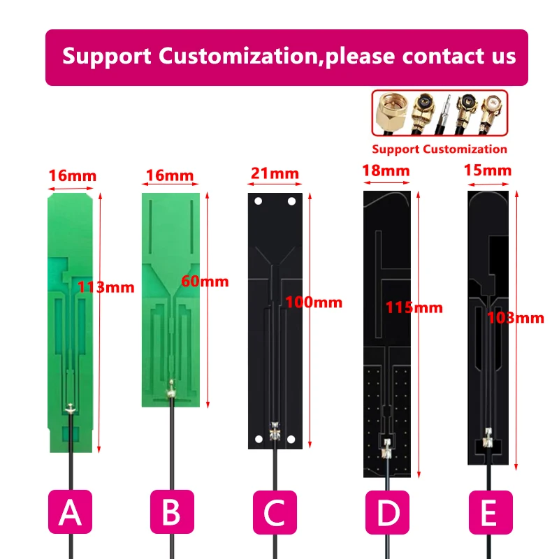 10PCS Full Band 5G 4G LTE 3G GSM PCB Patch Flexible Omni WiFi Antenna 600~6000Mhz Internal Board IPEX1 IPEX4 U.fl MHF4  SMA