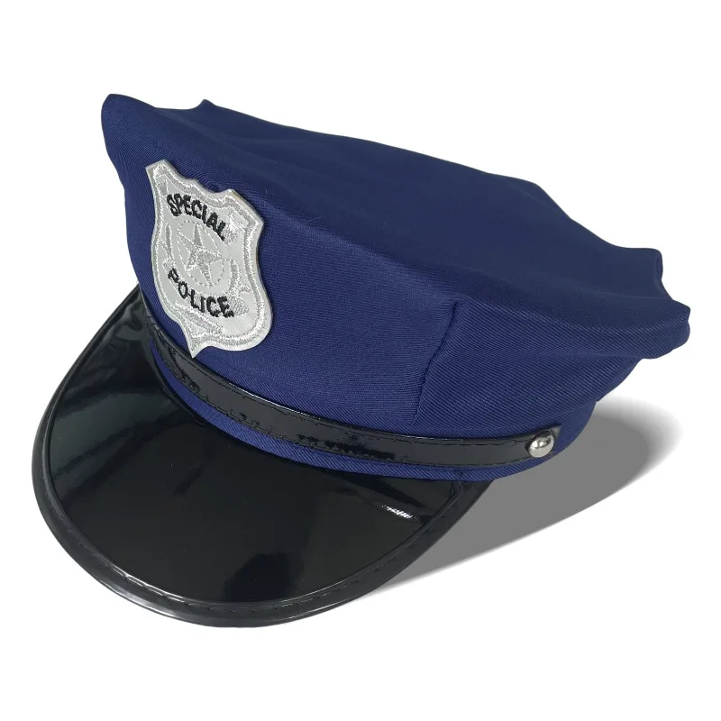 أسود أنثى الشرطة قبعة مثمنة تأثيري حلي اكسسوارات لعب الأدوار قبعات الشرطة الكبار لأداء كرنفال هالوين