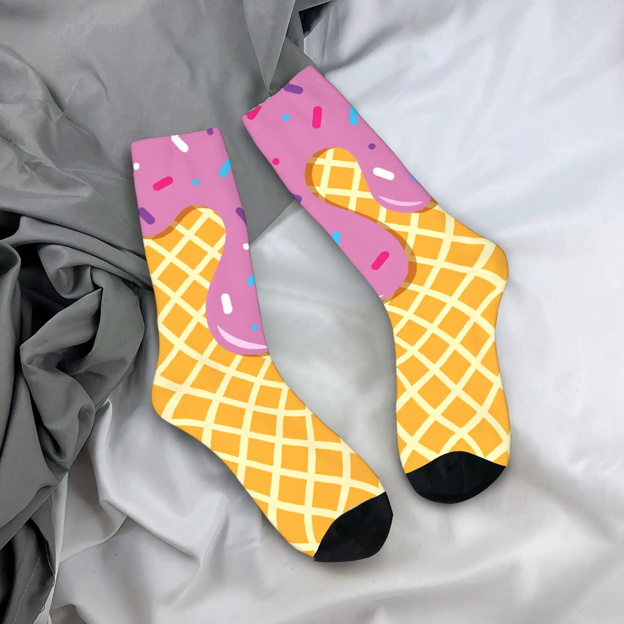 

Ice Cream Waffle With Chocolate Socks Pattern Stockings Non Slip Unisex Men Socks Quality Winter Casual Climbing Socks