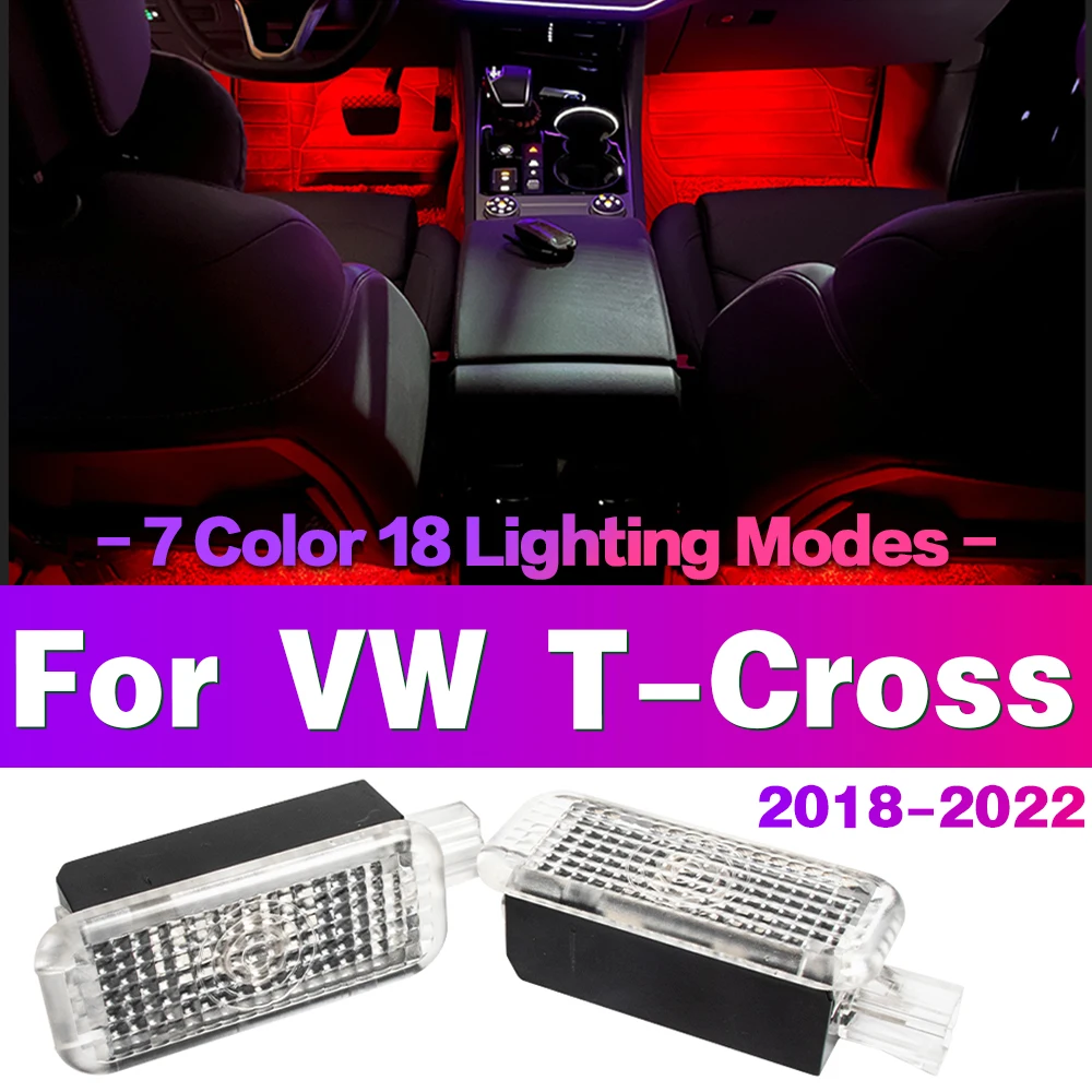 LED Car Footwell Light Bulb Interior Atmosphere Lamp Decorative Accessories For VW T-Cross TCross 2018 2019 2020 2021 2022