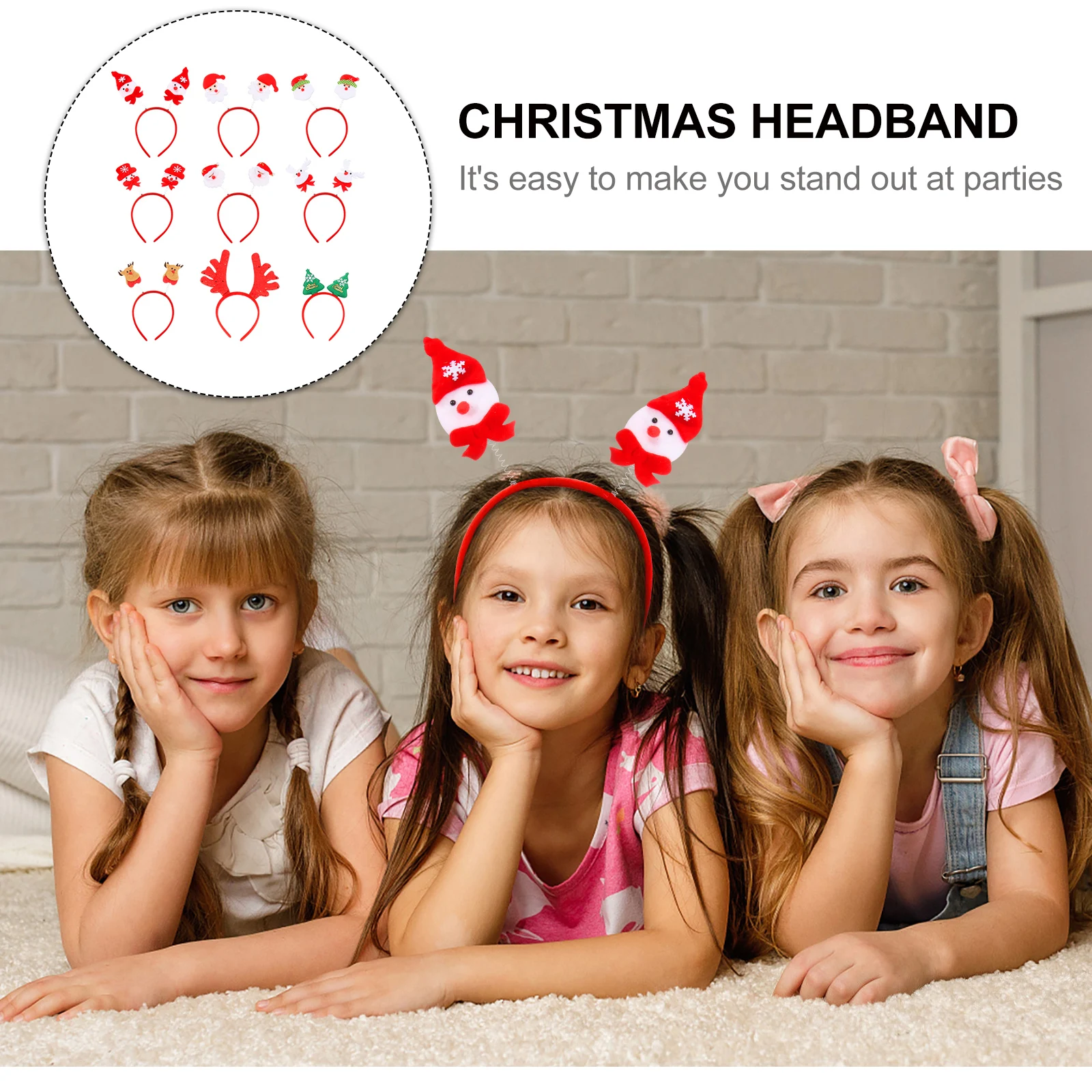 

9pcs Christmas Accessories Non Fading Xmas Party Hoop Headdress Gifts Hair Hoop Christmas Headwear Kids Adults