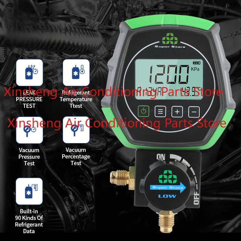 Electronic Fluoride Gauge Digital Display Manifold Tester Refrigerant Vacuum Pressure Gauge Air Conditioning Leak Detection